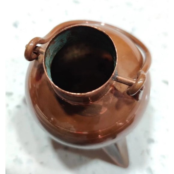 Vintage Dollhouse Miniature Cauldron Pot Jug Copper Lid Handle with Patina Rare - Picture 7 of 15